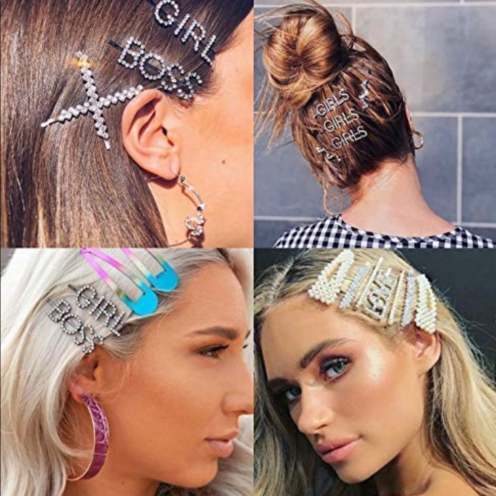 HELLO Rhinestone Bobby Pin Barrette Hair Accessory - Picture 6 of 7